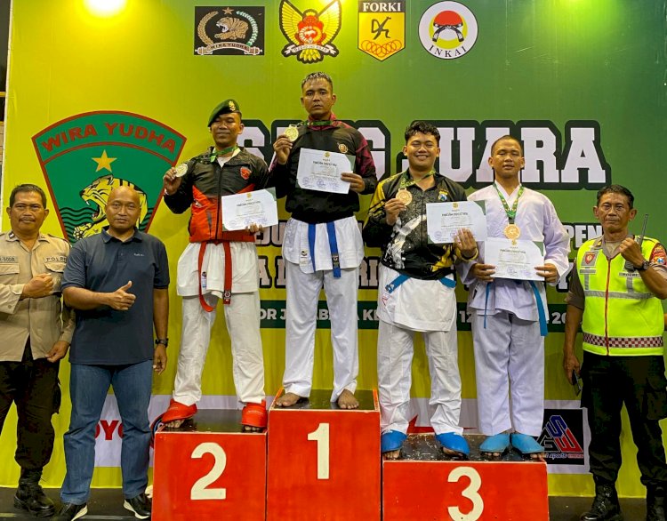Anggota Polres Kediri Kota Raih Prestasi di Kejuaraan Karate Piala Danbrigif 16 Wira Yuda 2025